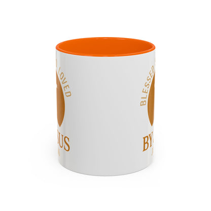 Inspirational Accent Coffee Mug - Blessed, Saved, Loved by Him | John 3:16