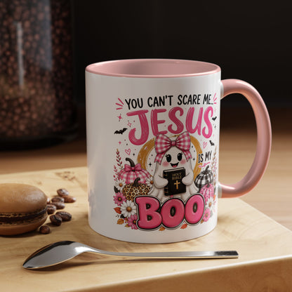 You Can’t Scare Me Jesus Is My Boo Coffee Mug — Halloween Christian Accent Mug
