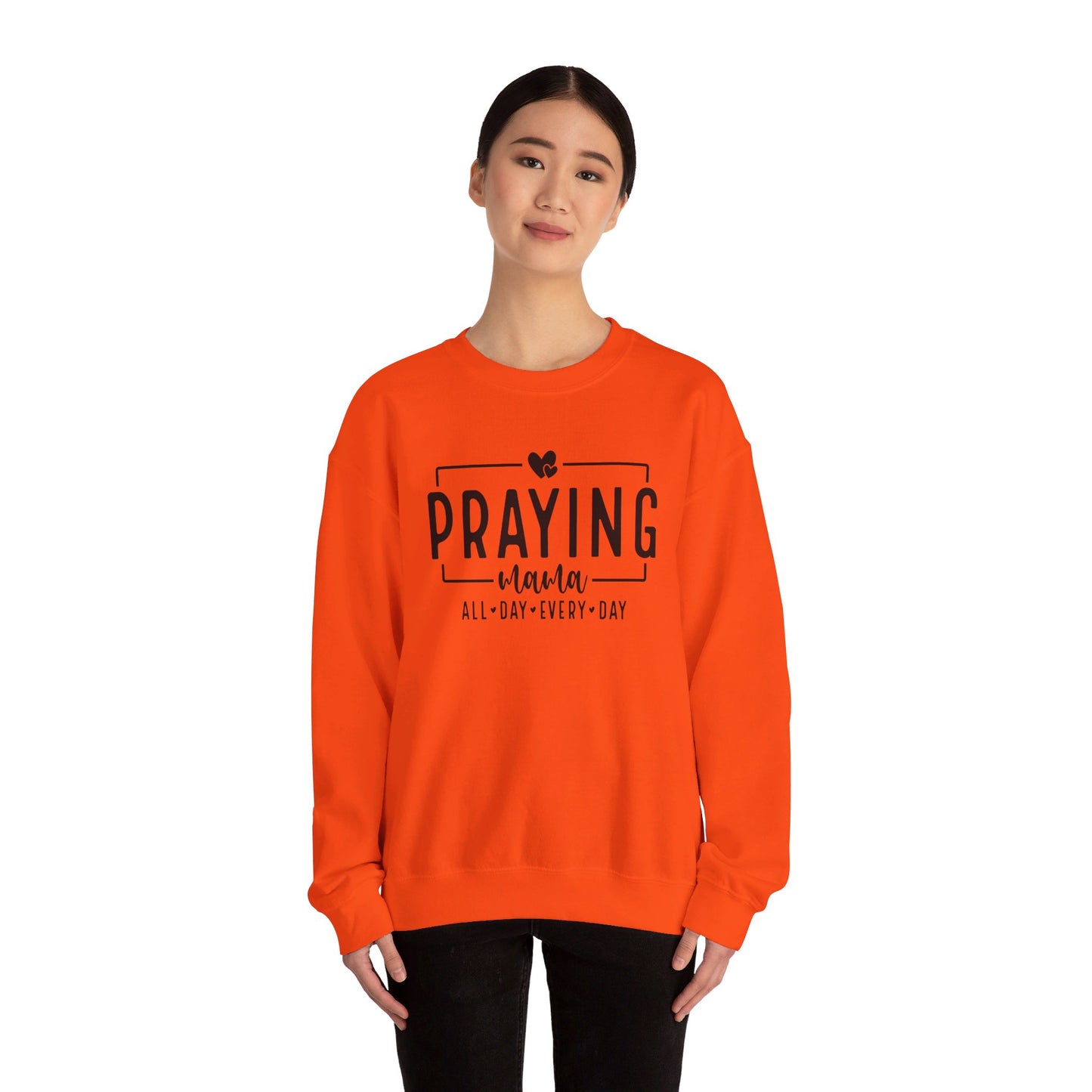 Praying Mama All Day Every Day Women's Heavy Blend™ Crewneck Christian Sweatshirt