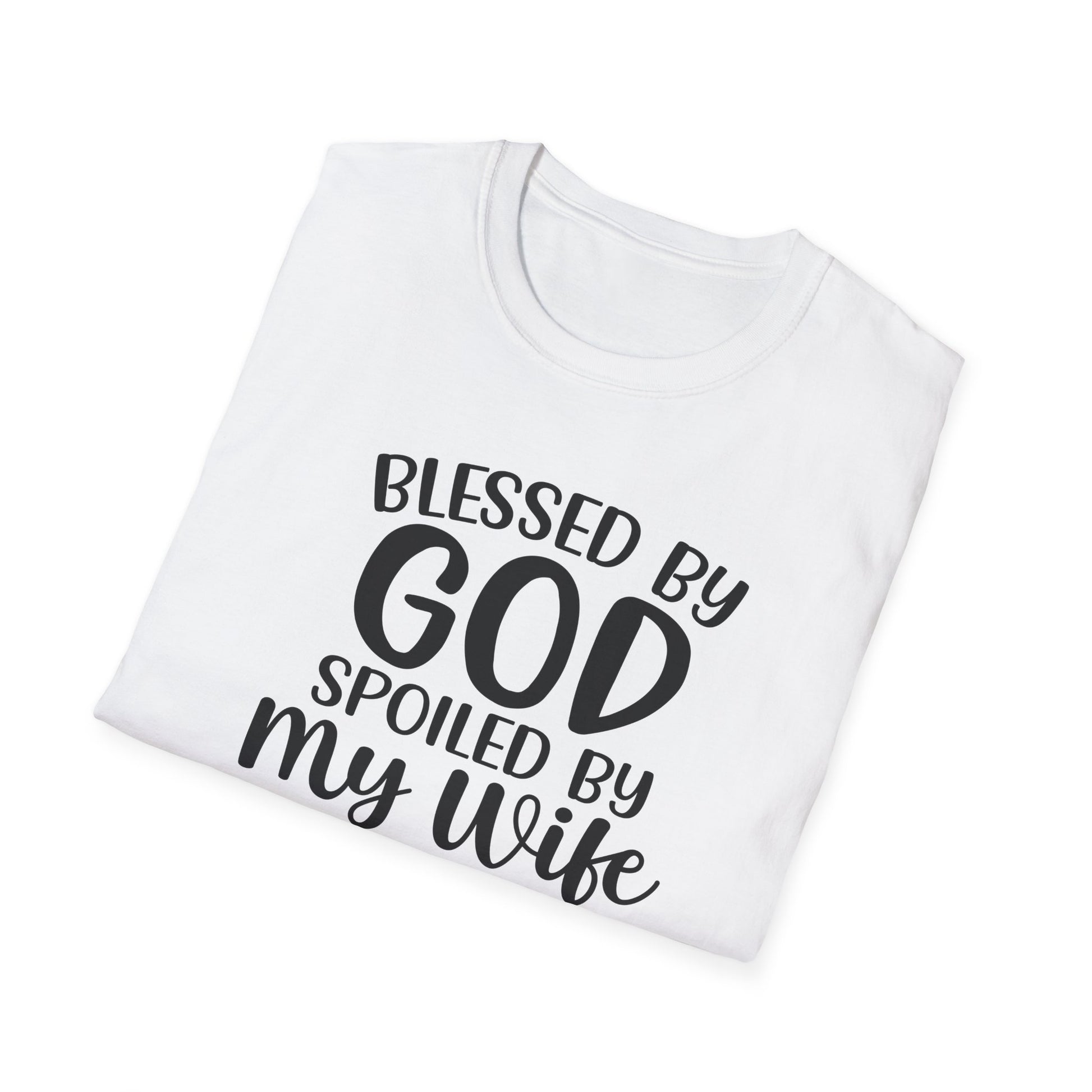 Blessed By God Spoiled By My Wife Protected By Both Men's Christian T-shirt Printify