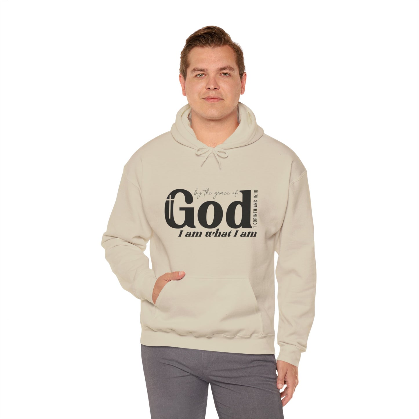 1 Corinthians 15:10 By The Grace Of God I Am What I Am Unisex Christian Pullover Hooded Sweatshirt