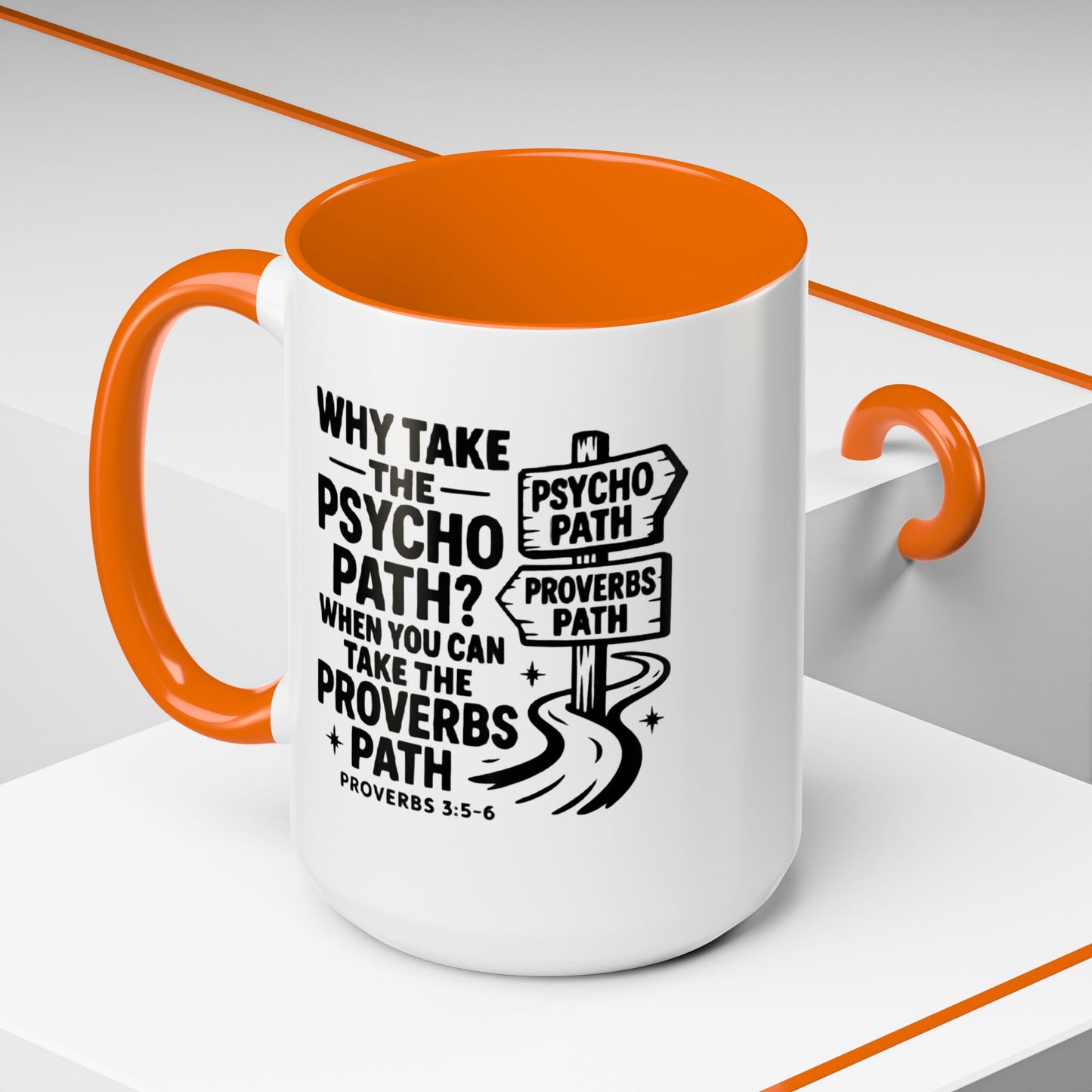 Inspirational Quote Accent Coffee Mug - Perfect Gift for Motivational Moments, Office Desk Essentials, Christian Gifts, Proverbs 3:5-6