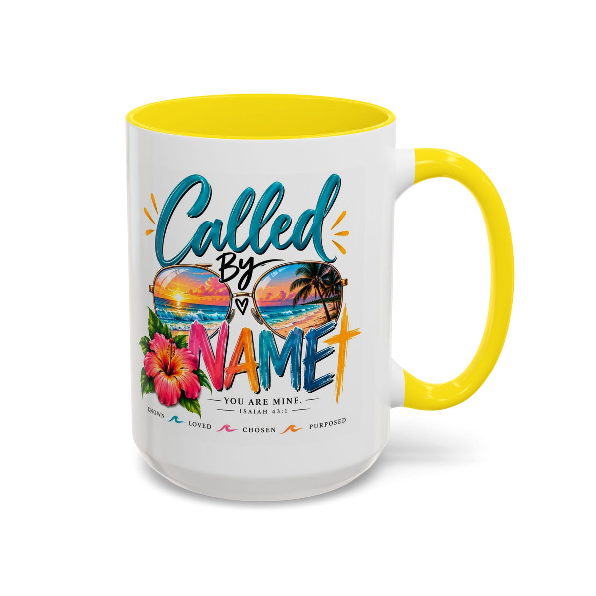 Called By Name Christian coffee mug with beach design