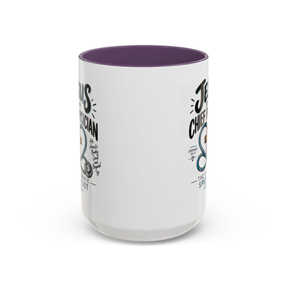 Jesus Is My Chief Physician Accent Coffee Mug – Christian Faith Medical Gift