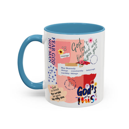 Inspirational Accent Coffee Mug - 11 & 15oz - Fear Him Not Man - Perfect Gift for Friends and Family