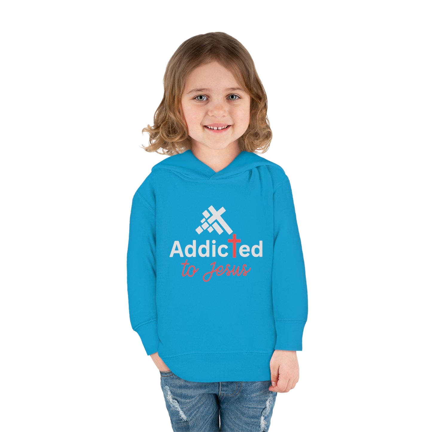 Addicted To Jesus Christian Toddler Pullover Fleece Hooded Sweatshirt