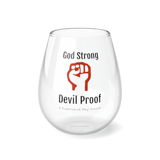 God Strong Devil Proof Stemless Wine Glass, 11.75oz