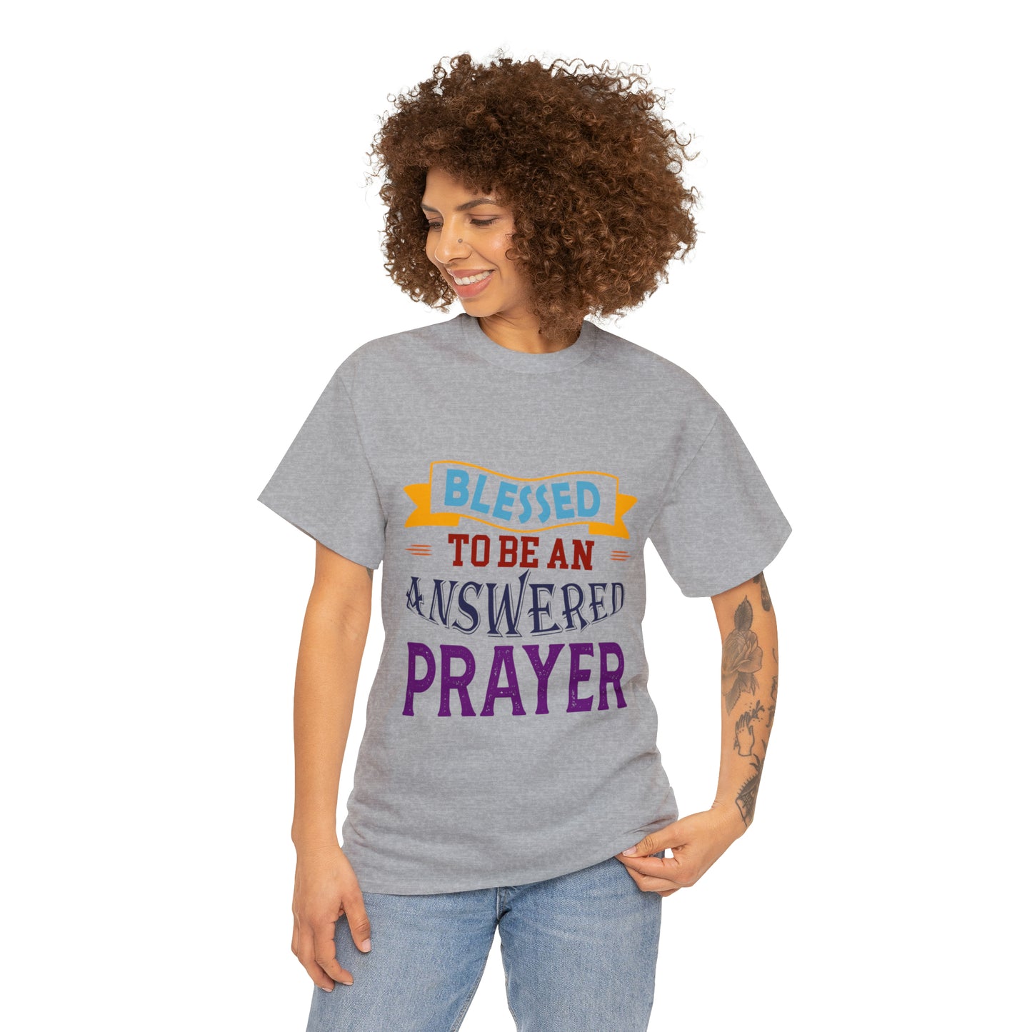 Blessed To Be An Answered Prayer Unisex Heavy Cotton Tee