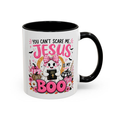 You Can’t Scare Me Jesus Is My Boo Coffee Mug — Halloween Christian Accent Mug