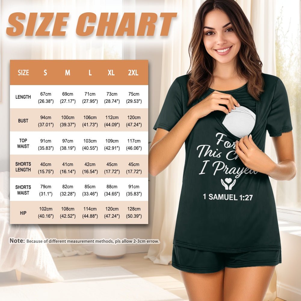 For This Child I Prayed Christian Maternity Short Sleeve Pajama Set - ClaimedbyGodDesigns