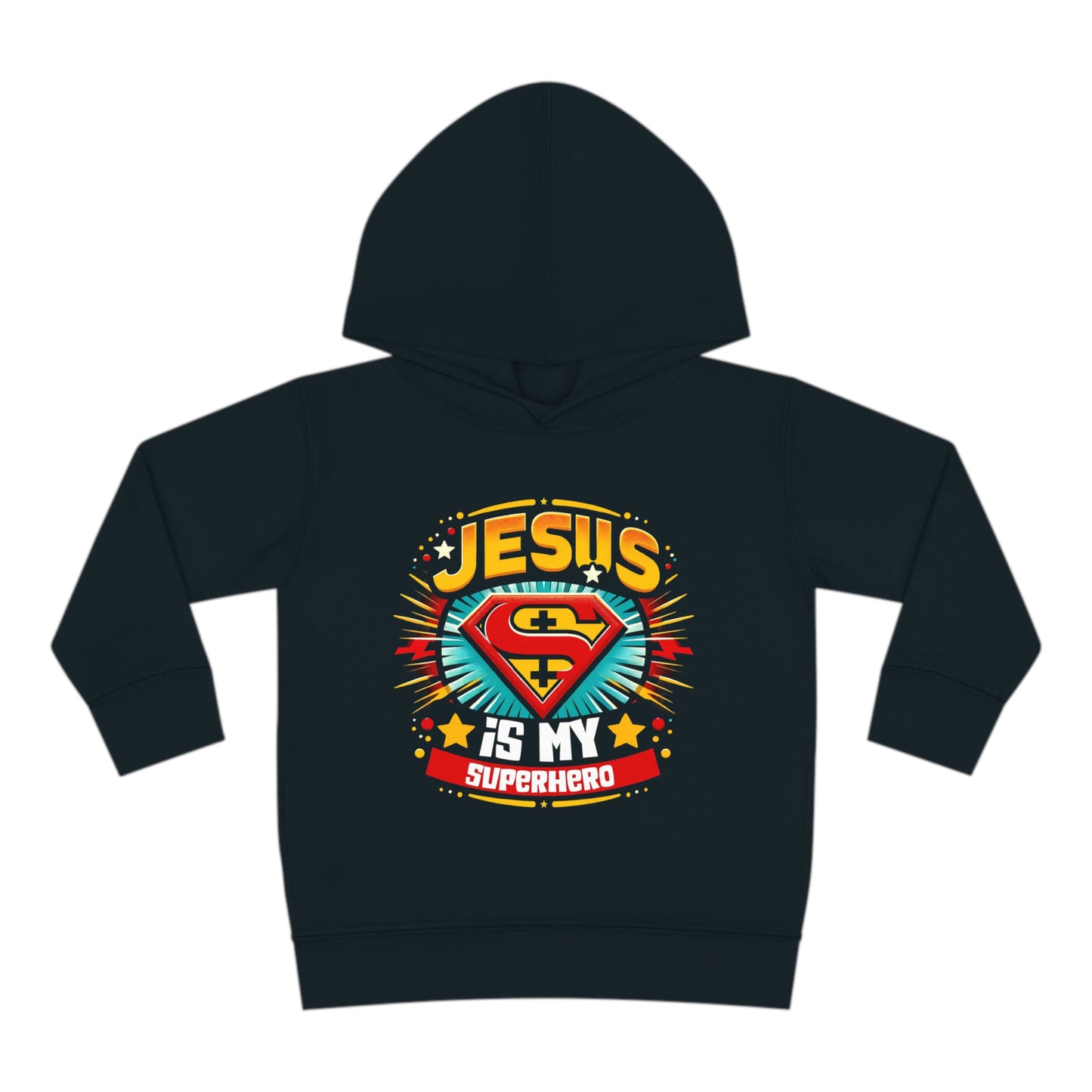 Jesus Is My Superhero Christian Toddler Pullover Fleece Hooded Sweatshirt