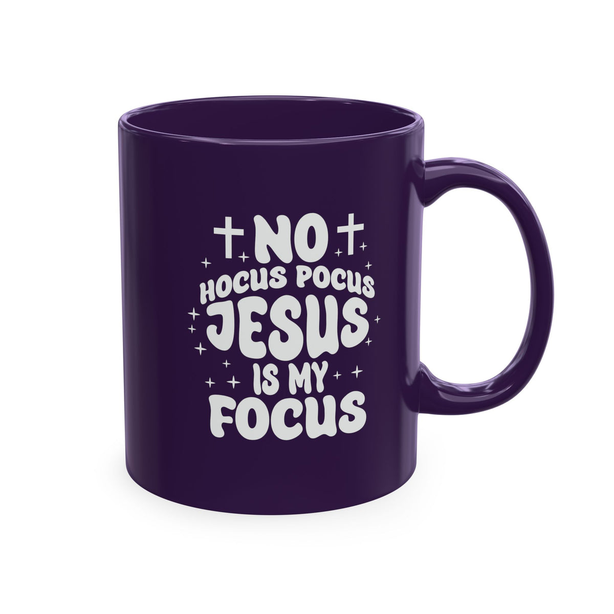Halloween Mug - "No Hocus Pocus, Jesus Is My Focus" Christian Ceramic Coffee Cup