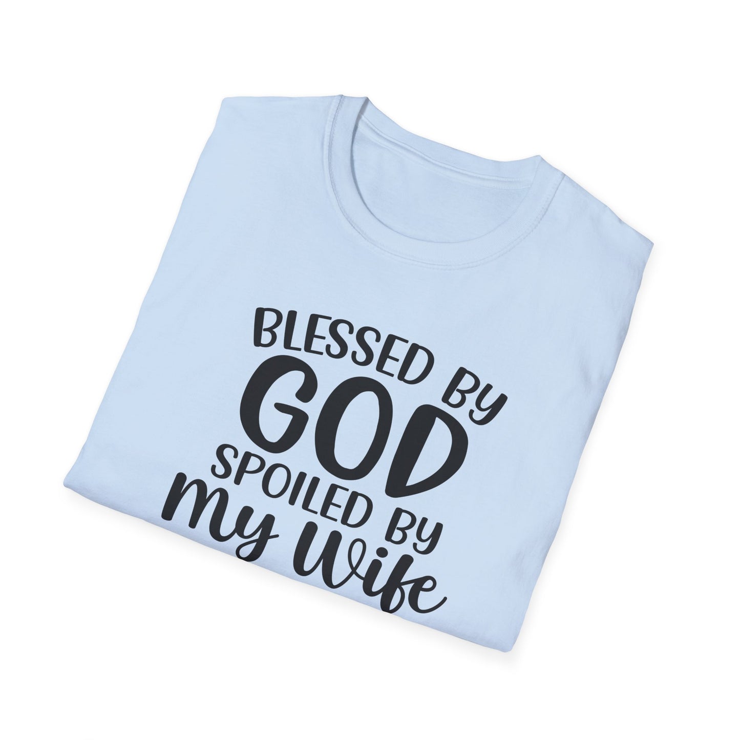 Blessed By God Spoiled By My Wife Protected By Both Men's Christian T-shirt Printify