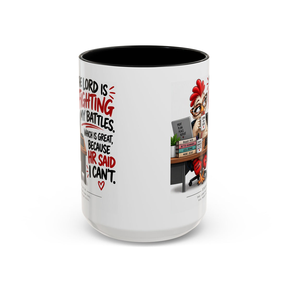 Inspirational Accent Coffee Mug — “The Lord Is Fighting My Battles” Faith Quote (11/15oz)