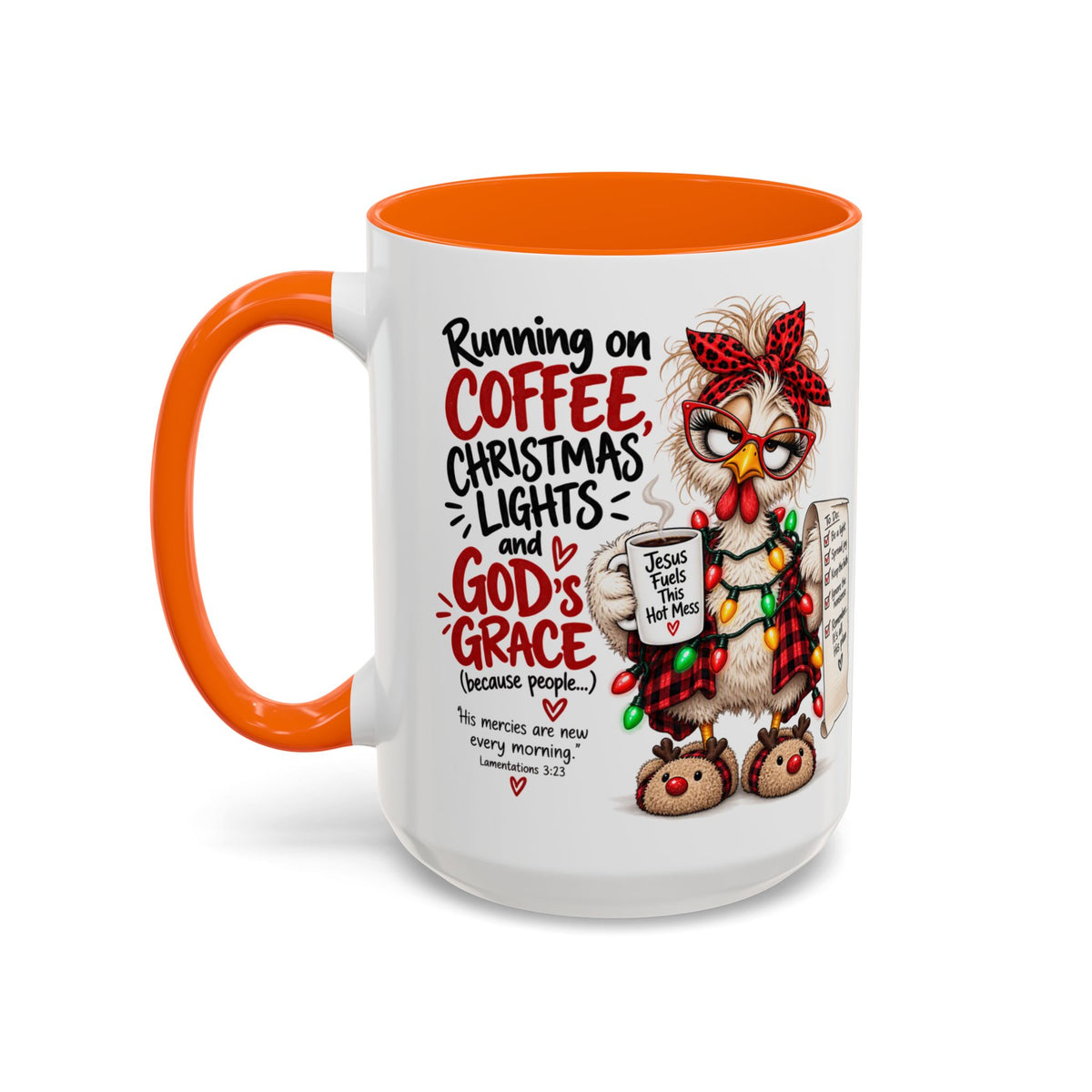 Running on Coffee, Christmas Lights and God’s Grace Christmas Mug
