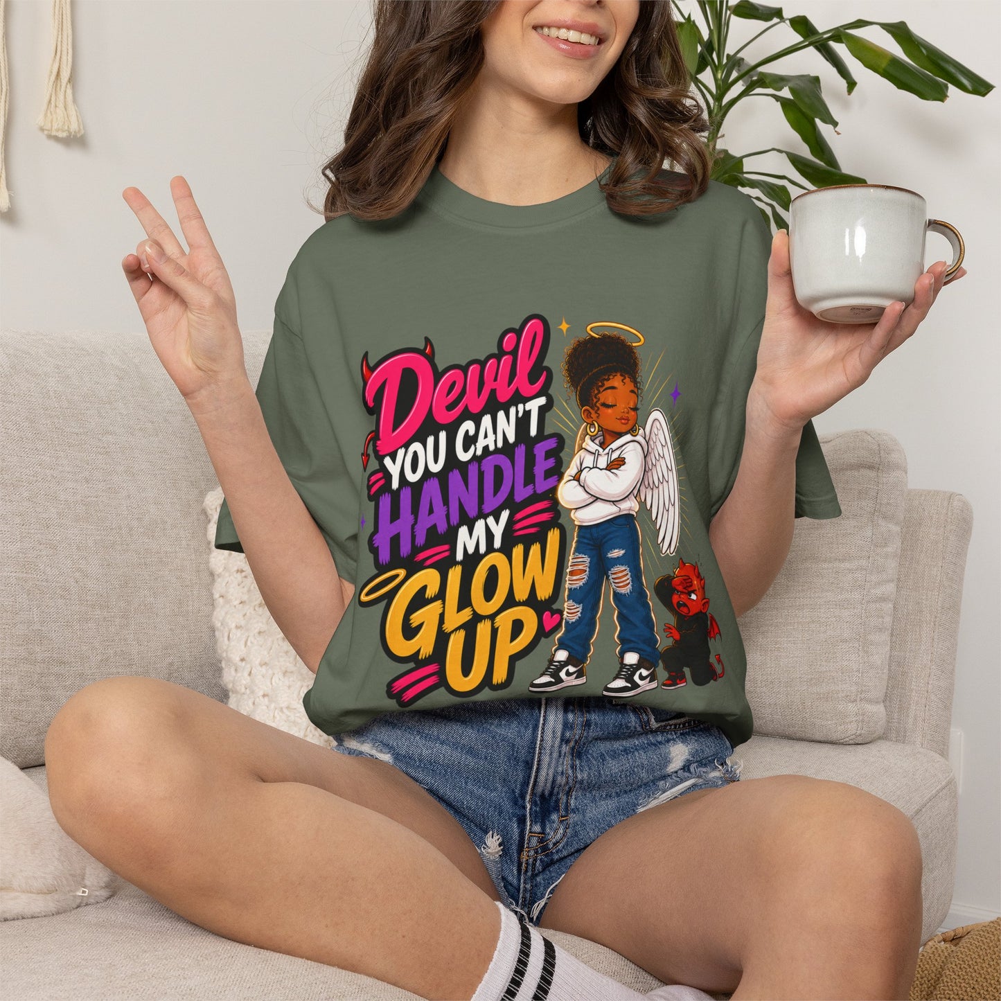 Devil You Can't Handle My Glow Up T-Shirt — Angel Girl Graphic Tee - ClaimedbyGodDesigns