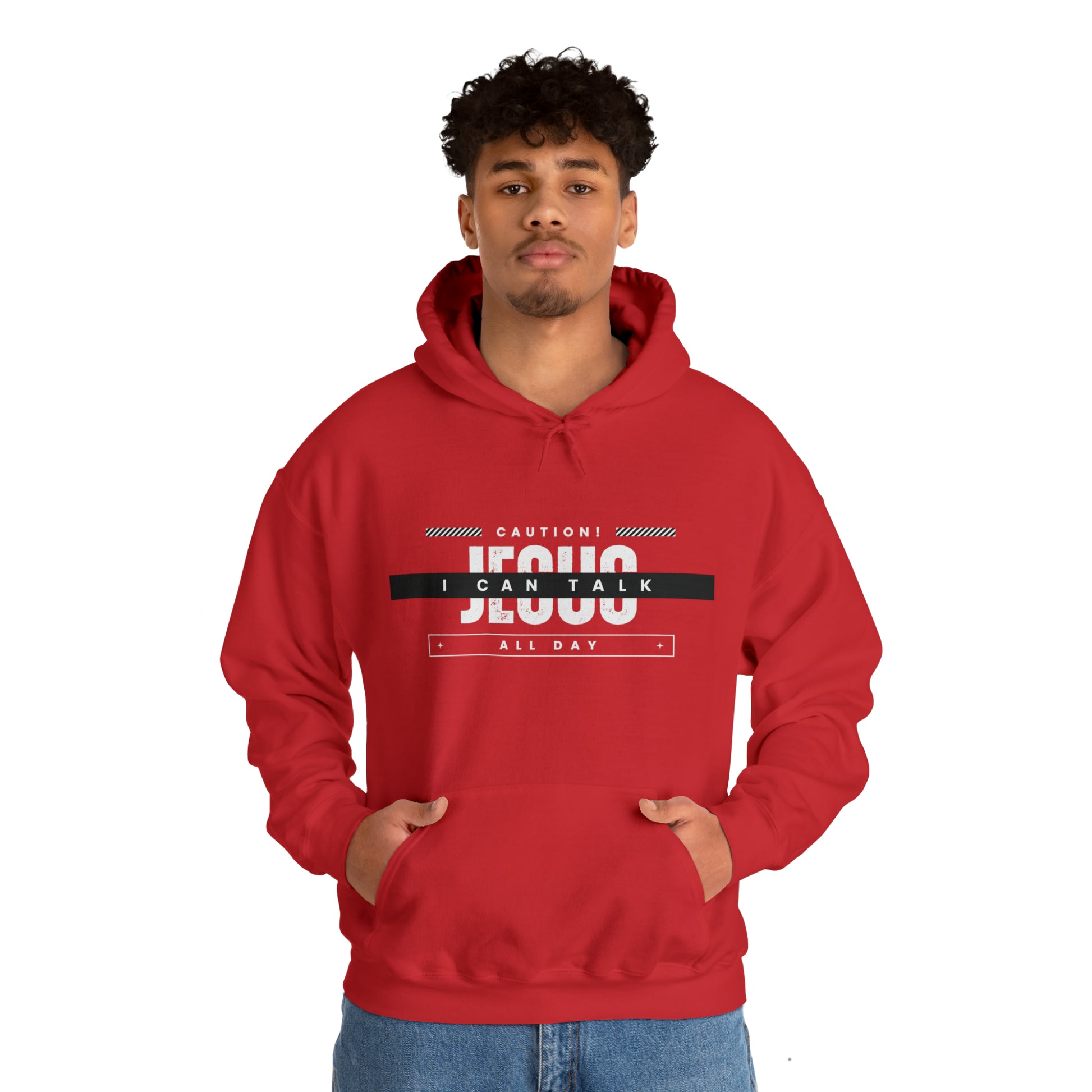 Caution I Can Talk Jesus All Day Unisex Hooded Sweatshirt Printify