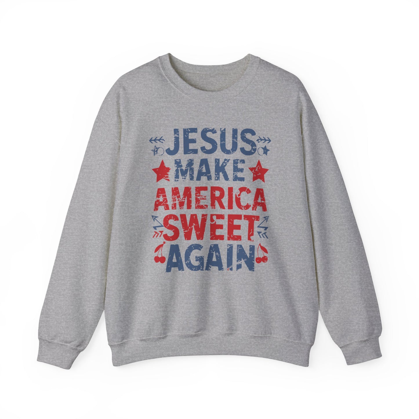 Jesus Make America Sweet Again Patriotic  Unisex Heavy Blend™ Crewneck Christian Sweatshirt