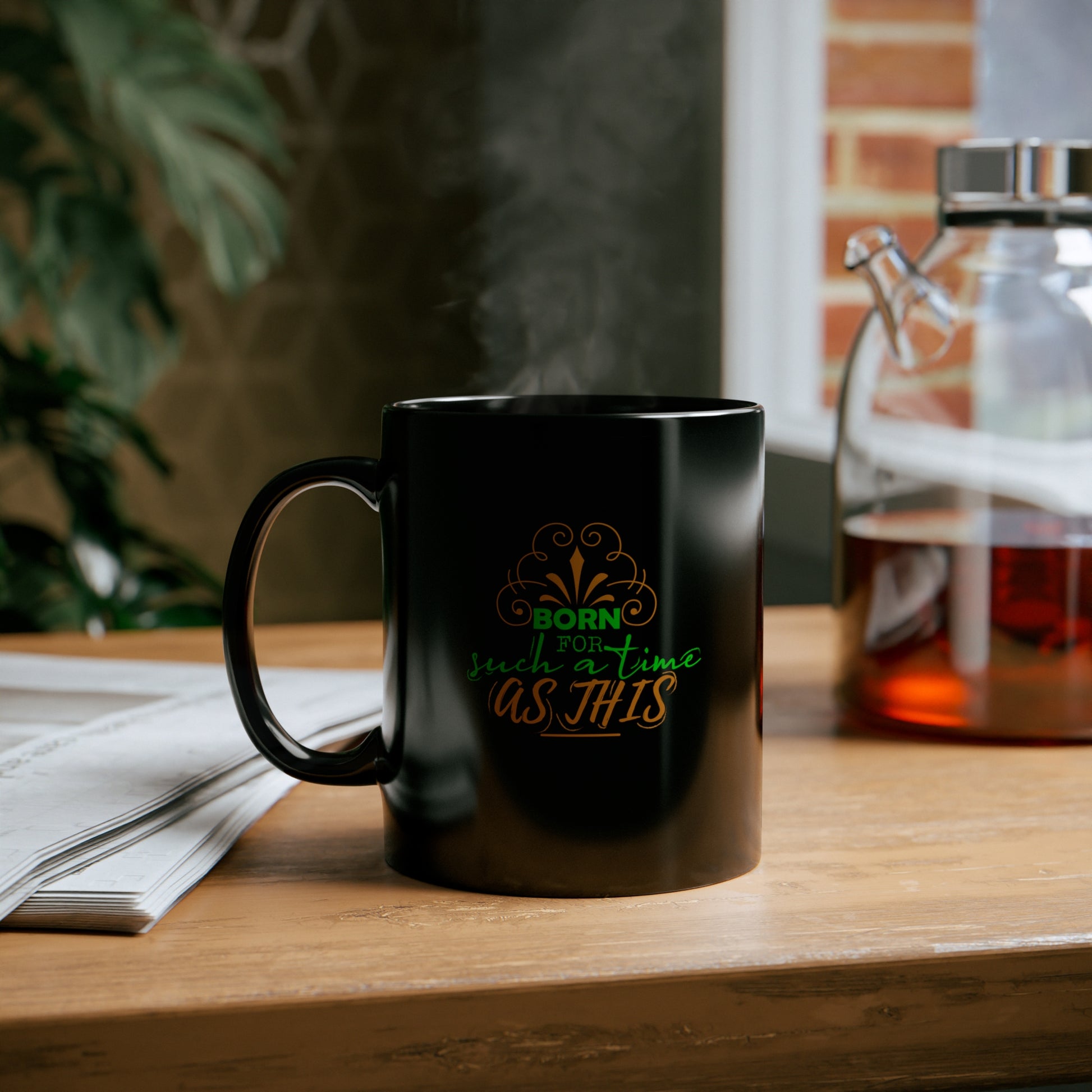 Born For Such A Time As This Christian Black Ceramic Mug 11oz (double sided print) Printify