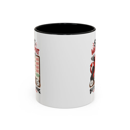 Satan's Weekly Report Coffee Mug — 'But God Still Wins' Accent Mug