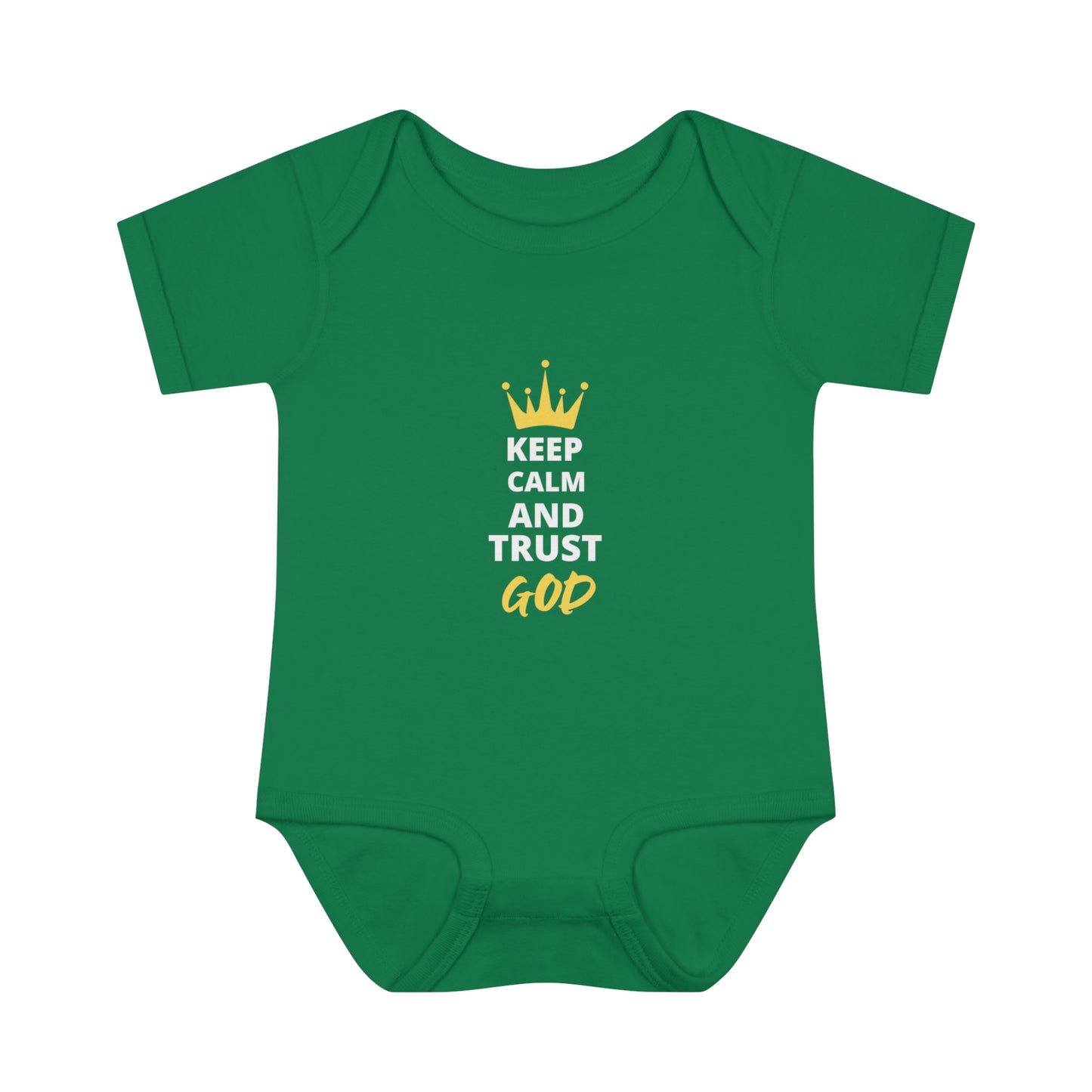 Keep Calm & Trust God Christian Baby Onesie Printify