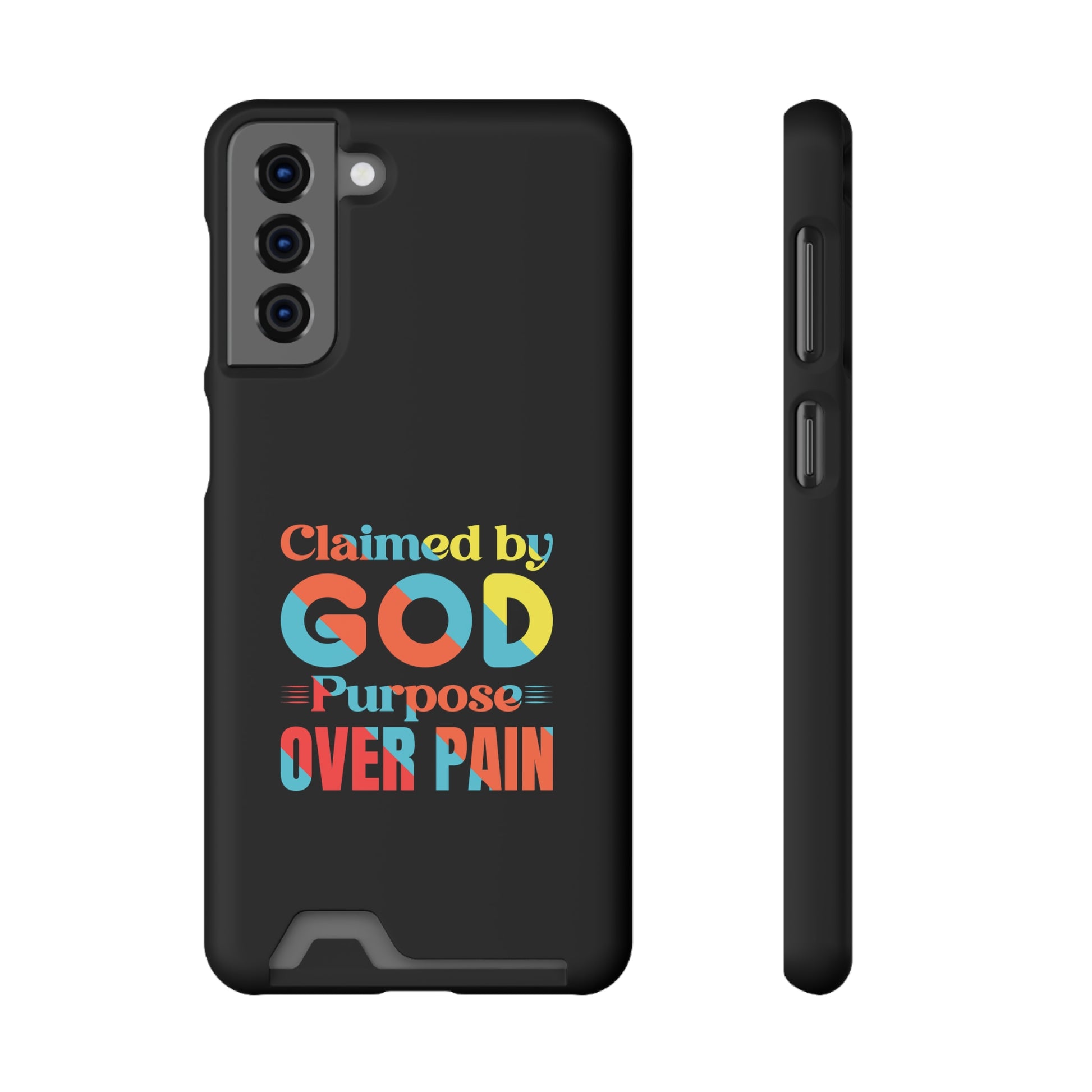 Claimed By God Purpose Over Pain Christian Phone Case With Card Holder Printify