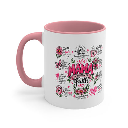 Mama: A Woman of Faith 11oz Accent Mug — Inspirational Christian Gift
