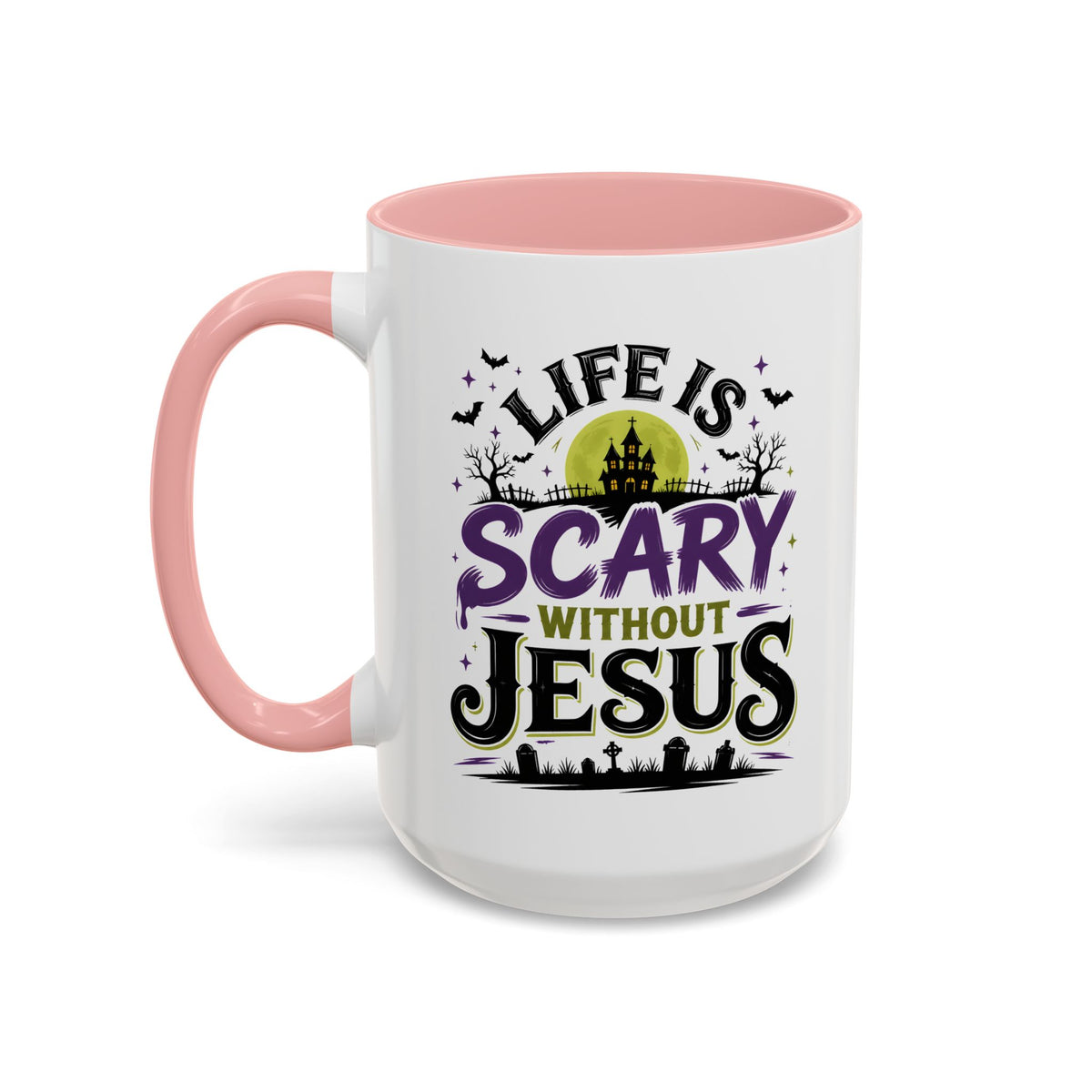 Coffee Mug — “Life Is Scary Without Jesus” Halloween Christian Accent Mug (11/15oz)