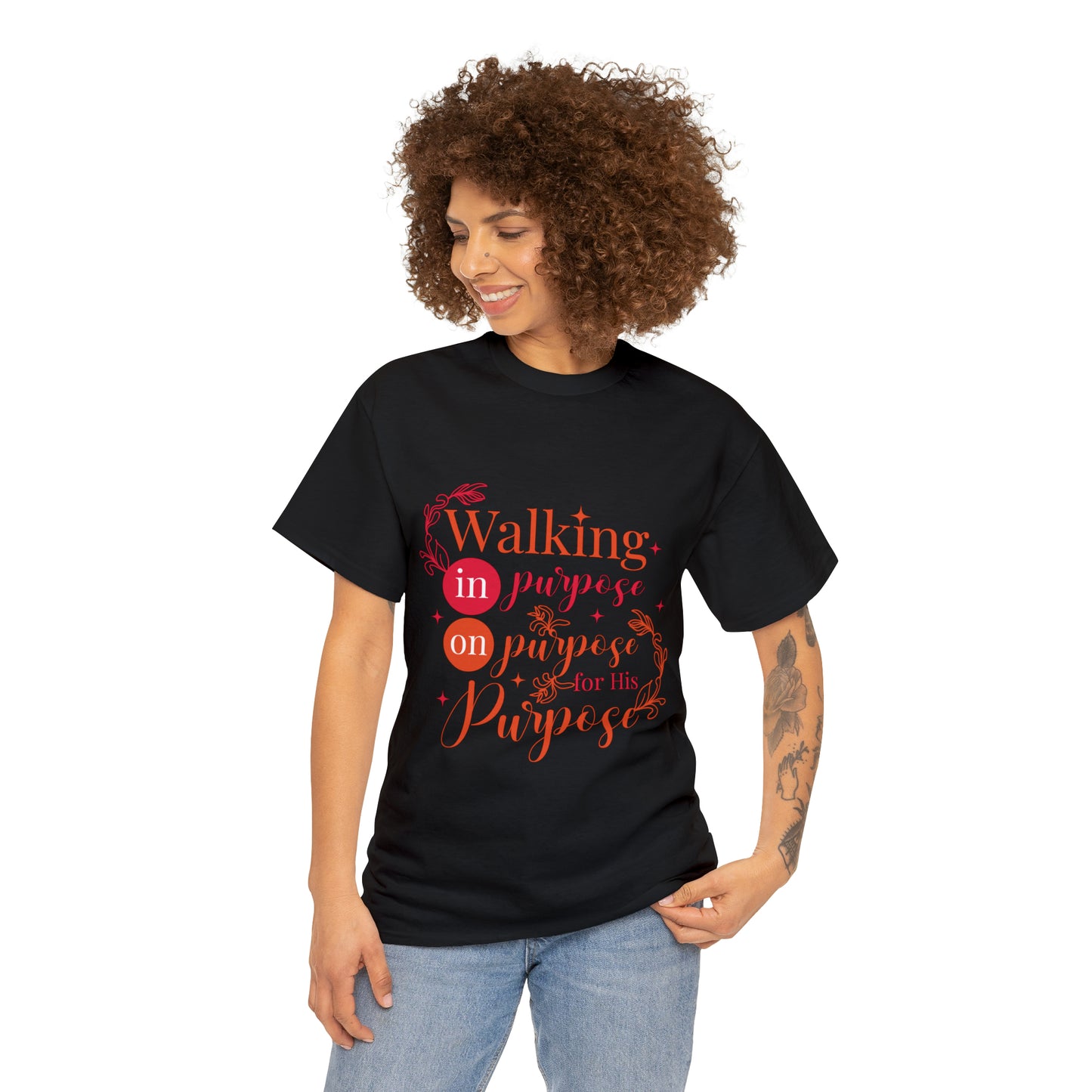 Walking In Purpose On Purpose For His Purpose Unisex Heavy Cotton Tee