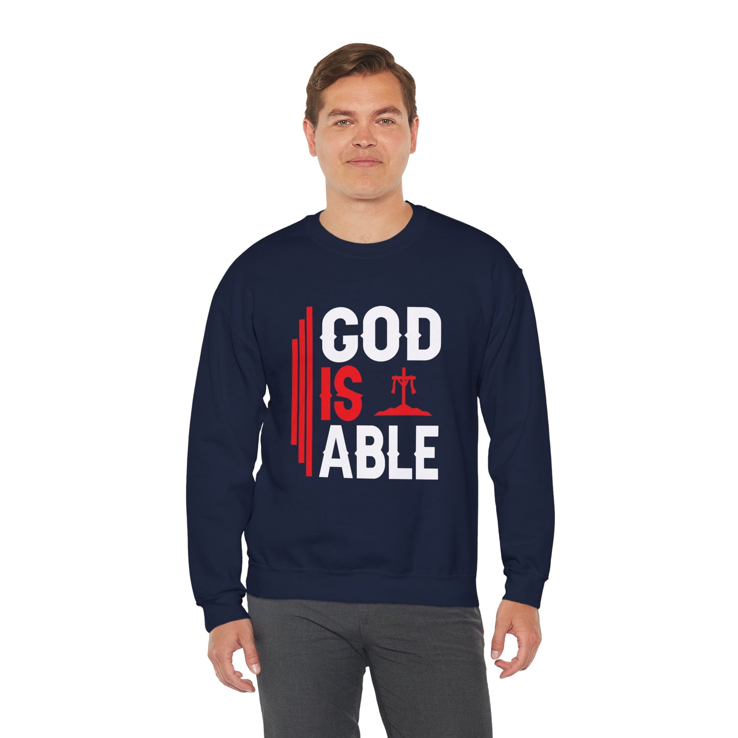 God Is Able  Unisex Heavy Blend™ Crewneck Christian Sweatshirt