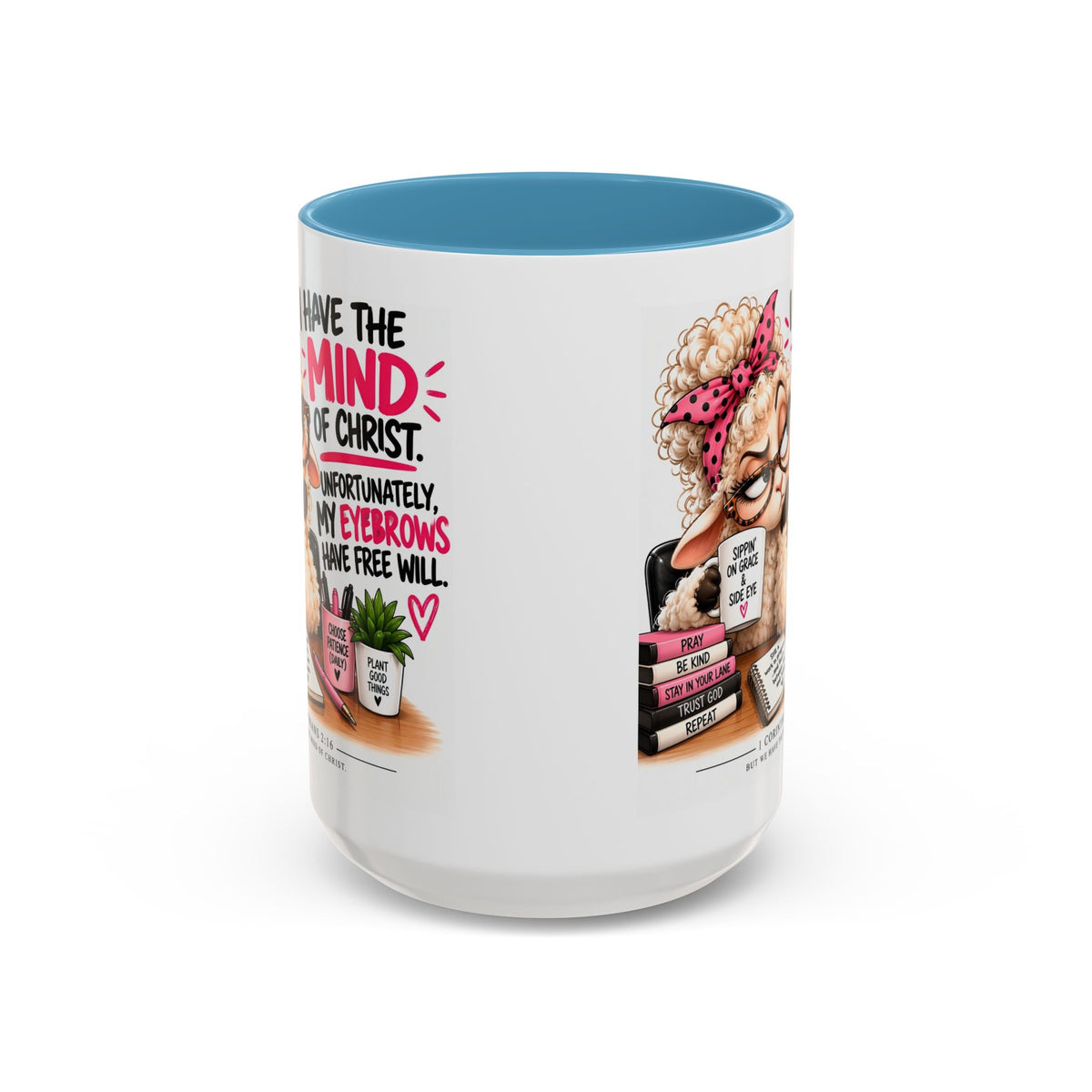 Christian Coffee Mug – "I Have the Mind of Christ" Funny Sheep Design (11/15 oz)