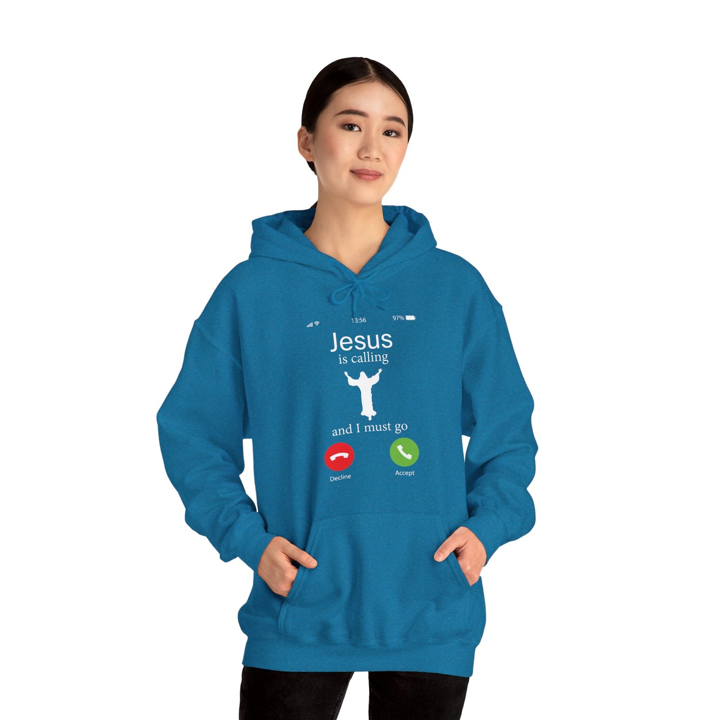 Jesus Is Calling And I Must Go Bible Emergency Numbers Funny  Unisex Christian Hooded Pullover Sweatshirt