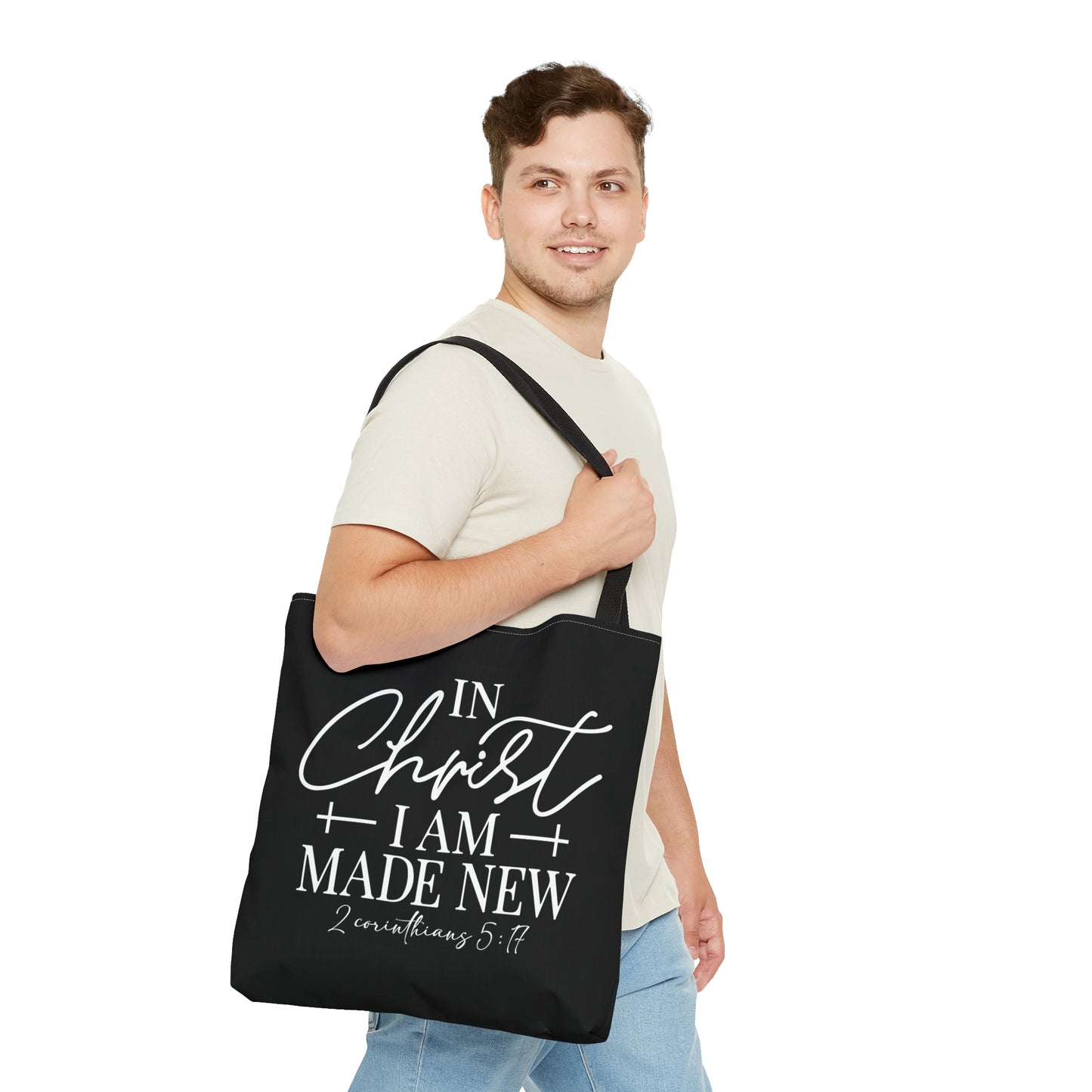 In Christ I Am Made New Christian Tote Bag