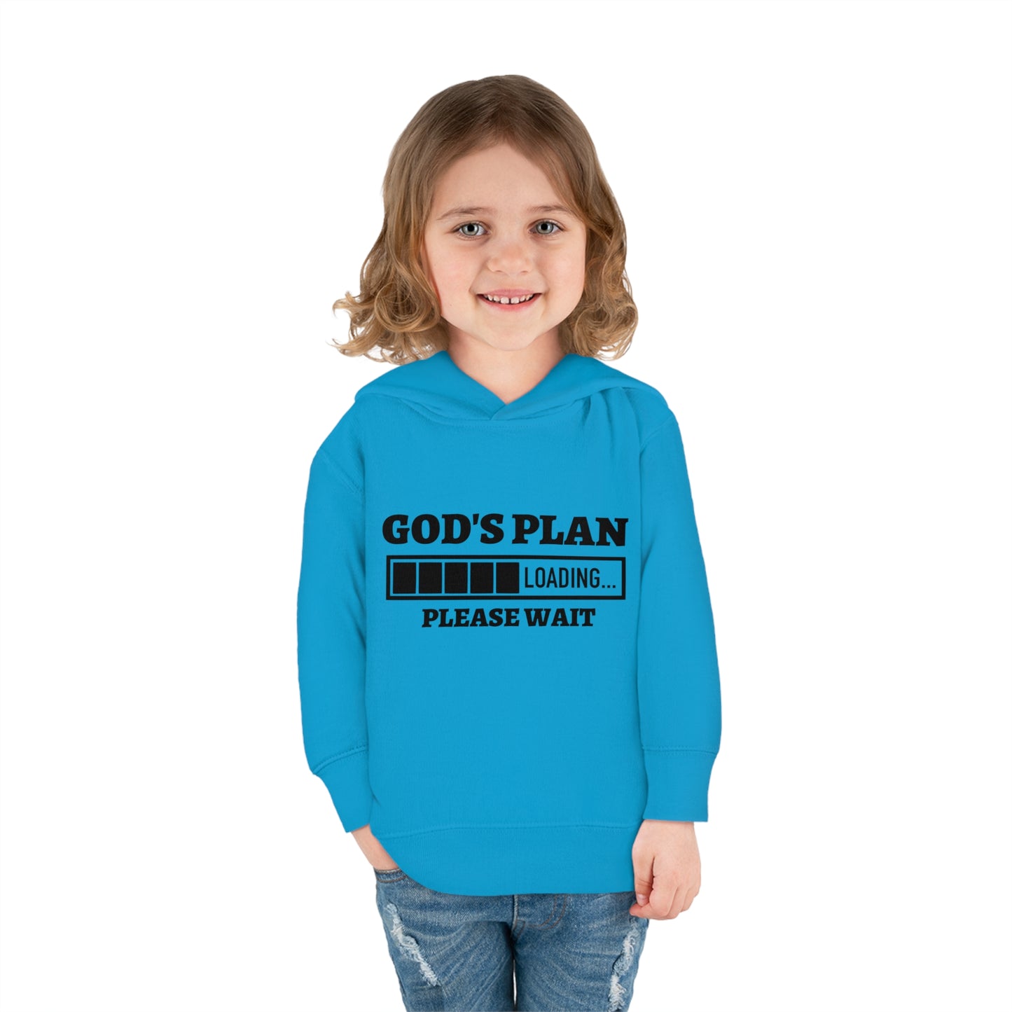 God's Plan Loading Please Wait Toddler Pullover Fleece Hooded Sweatshirt