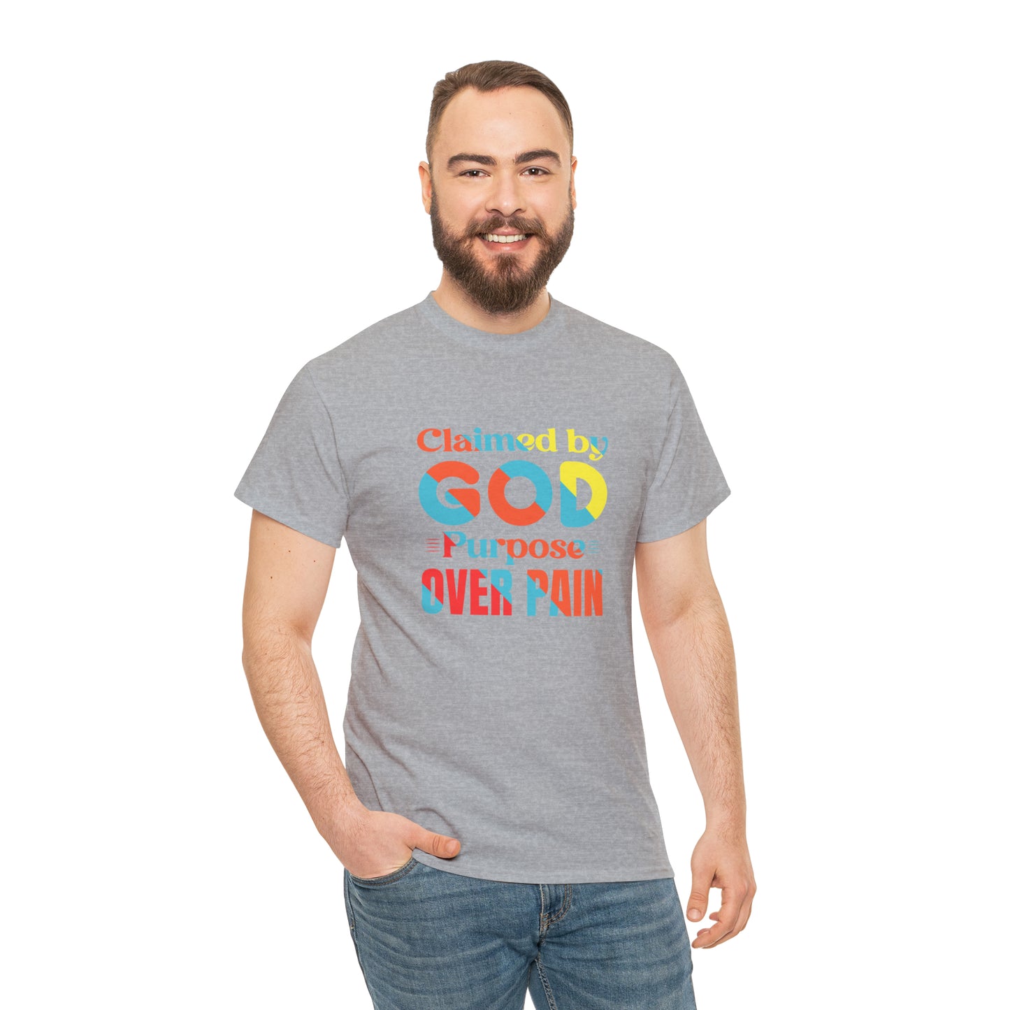 Claimed By God Purpose Over Pain Unisex Heavy Cotton Tee Printify