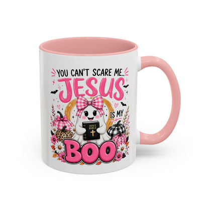 You Can’t Scare Me Jesus Is My Boo Coffee Mug — Halloween Christian Accent Mug