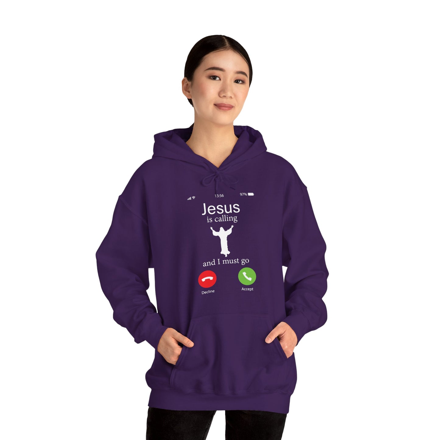 Jesus Is Calling And I Must Go Bible Emergency Numbers Funny  Unisex Christian Hooded Pullover Sweatshirt