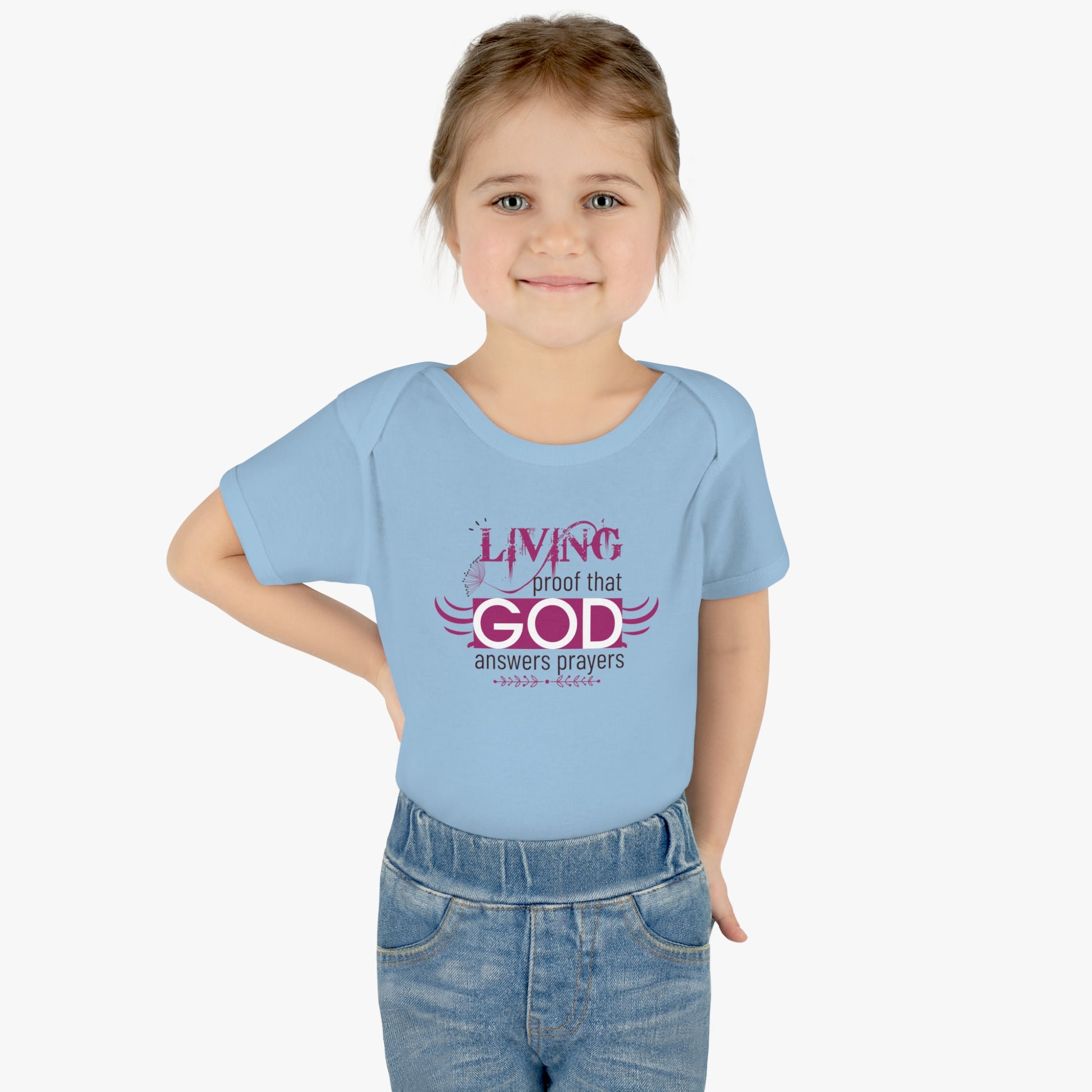 Living Proof That God Answers Prayers Christian Baby Onesie Printify