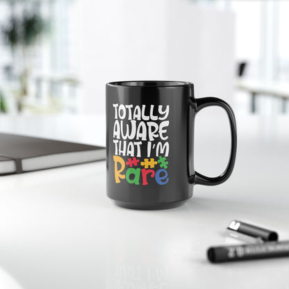 Rare Autism Awareness Black Mug - Fun Colorful Coffee Cup