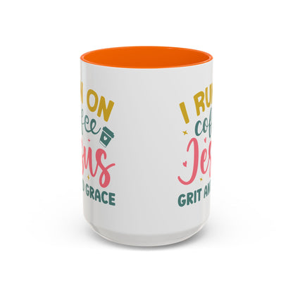 Inspirational Coffee Accent Mug - "I Run on Coffee & " - Perfect Gift for Faith & Coffee Lovers