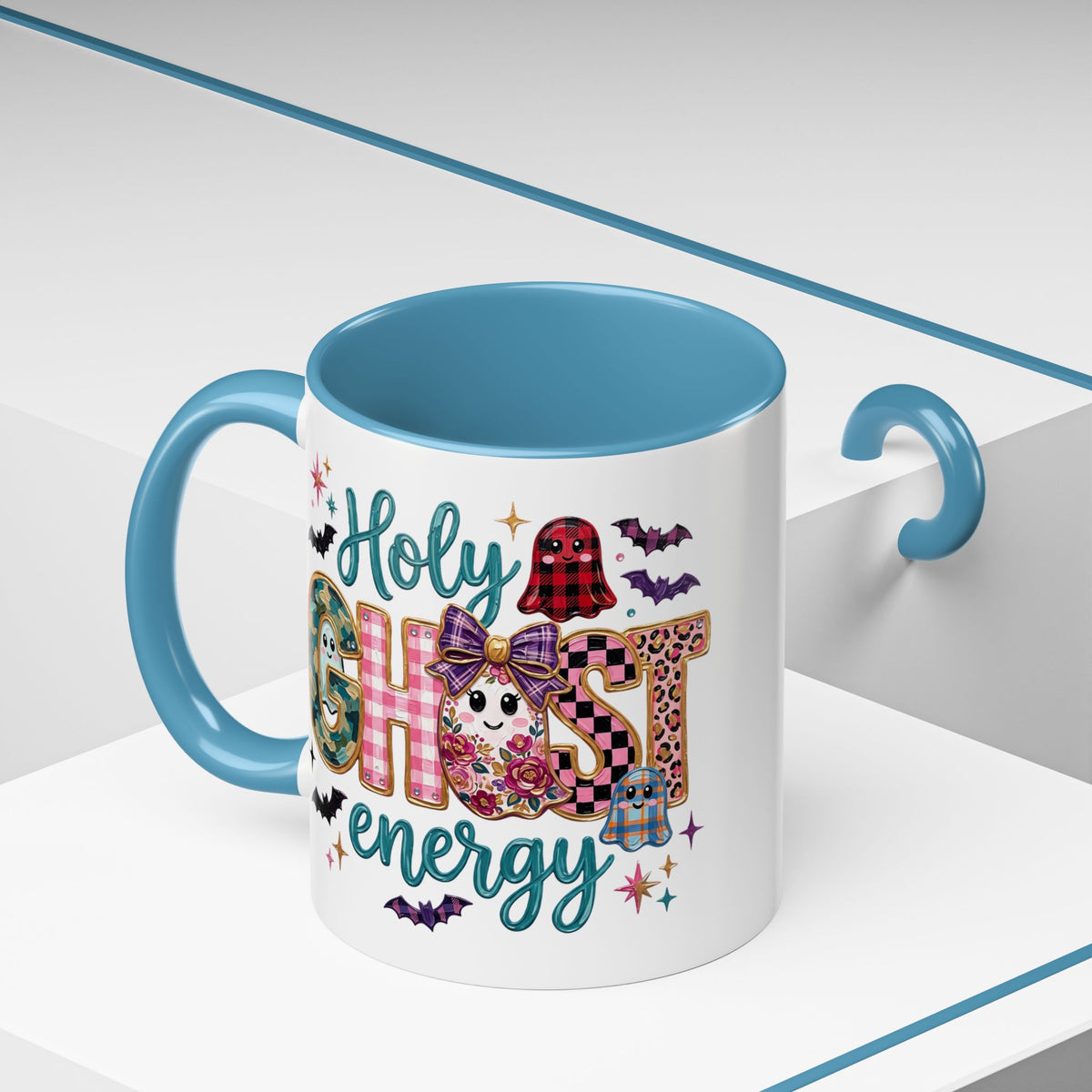 Accent Christian Coffee Mug — "Holy Ghost Energy" Halloween Cute Spooky Ceramic Mug (11/15oz)