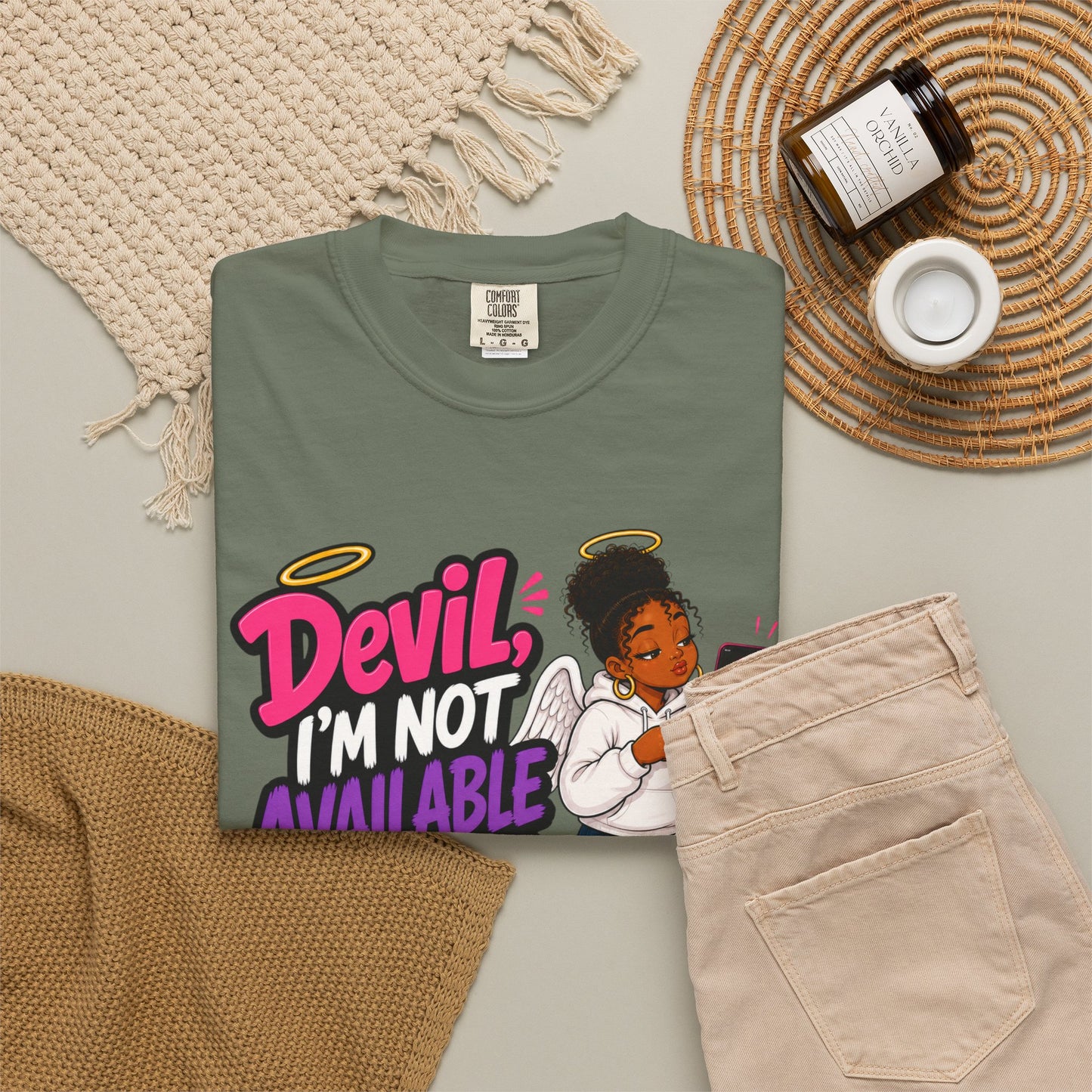 Devil, I’m Not Available for Foolishness T-Shirt — Sassy Black Girl Graphic Tee - ClaimedbyGodDesigns