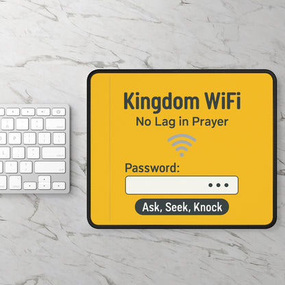 Kingdom WiFi Gaming Mouse Pad, Prayer Decor, Gamer Desk Accessory, Yellow Tech Gift, Christian Gamer Gift - ClaimedbyGodDesigns