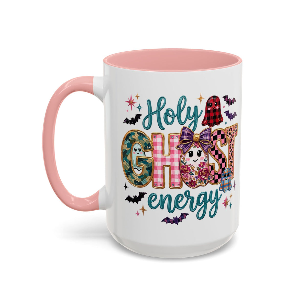 Accent Christian Coffee Mug — "Holy Ghost Energy" Halloween Cute Spooky Ceramic Mug (11/15oz)