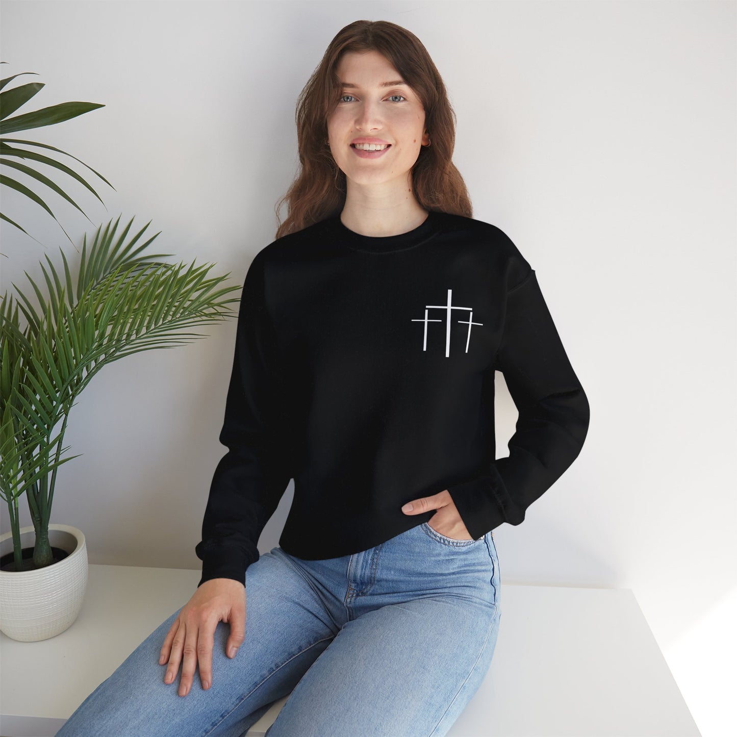 Faith Over Fear 3 Crosses  Unisex Heavy Blend™ Crewneck Christian Sweatshirt