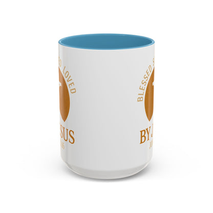 Inspirational Accent Coffee Mug - Blessed, Saved, Loved by Him | John 3:16