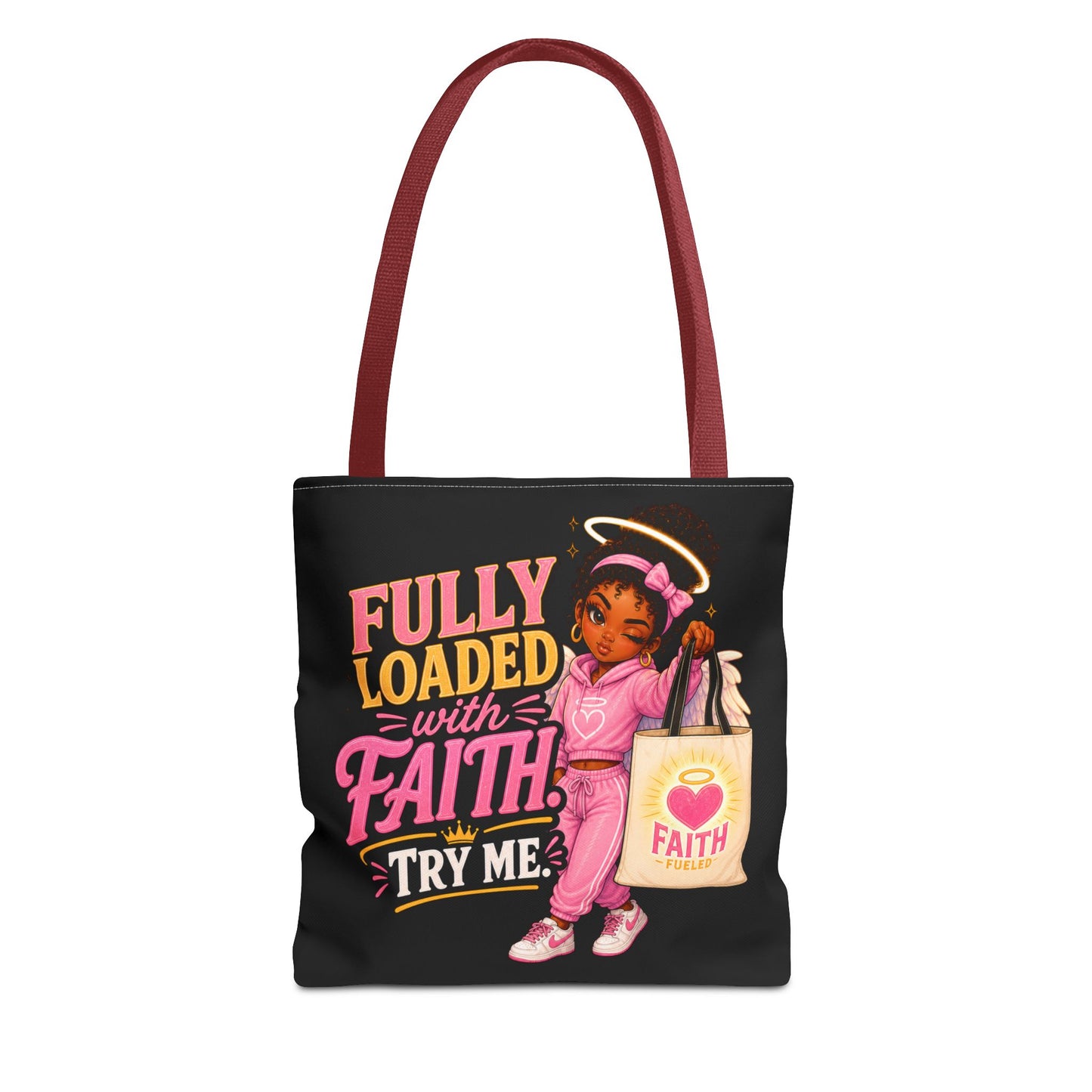 Faith Tote Bag — "Fully Loaded with Faith" Inspirational Christian Shopper
