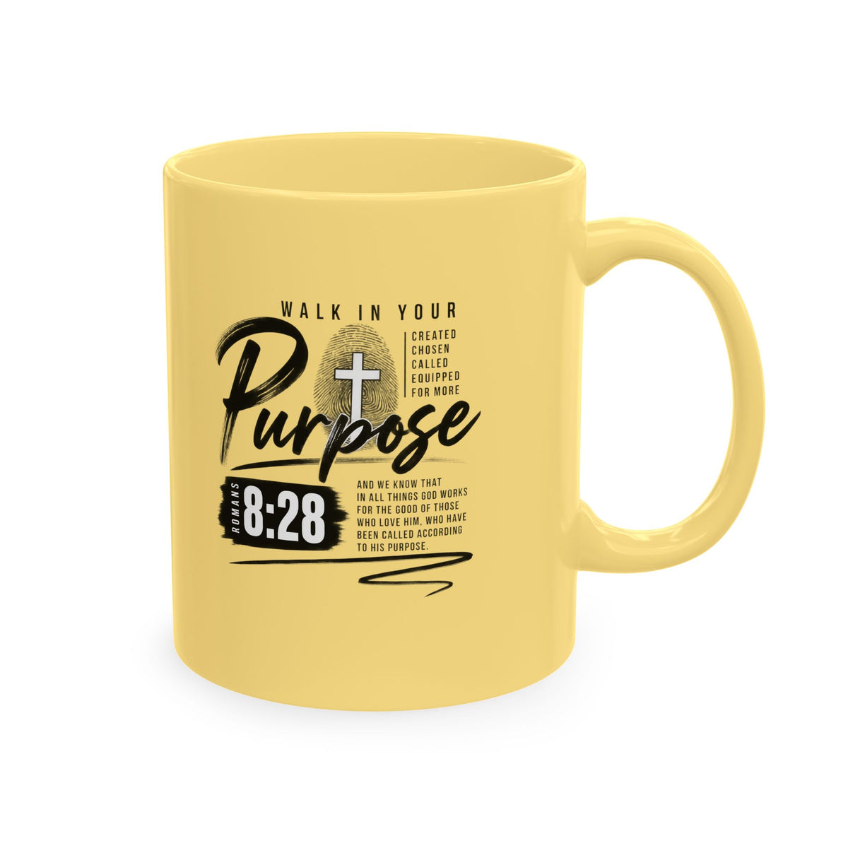 Purpose 8:28 Ceramic Mug — Christian Inspirational Coffee Cup