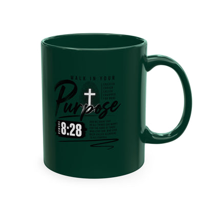 Purpose 8:28 Ceramic Mug — Christian Inspirational Coffee Cup