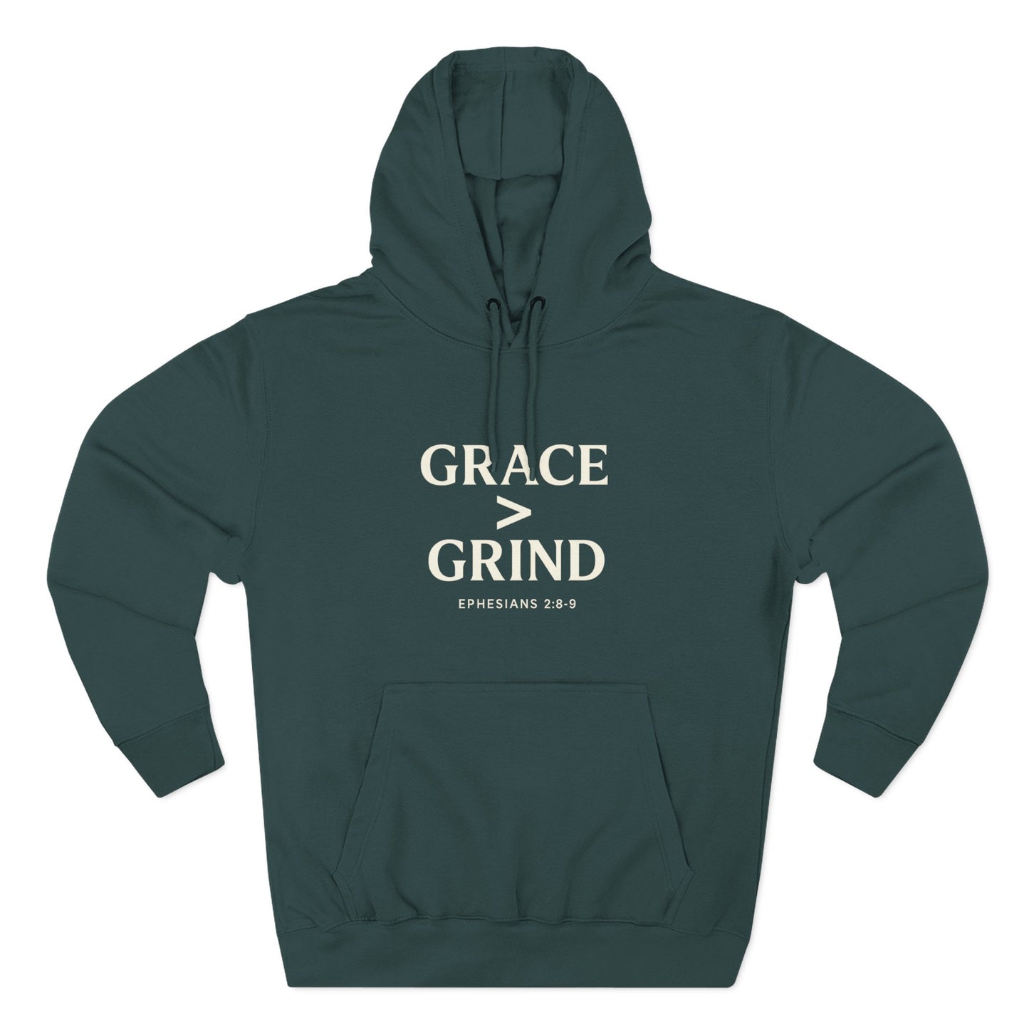Grace > Grind Unisex Christian Hooded Sweatshirt - Inspirational Fleece Pullover Hoodie for Motivation, Perfect for Gifts, Casual Wear, Fitness, Spirituality - ClaimedbyGodDesigns
